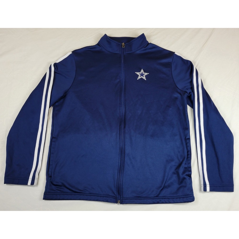 NFL Team Apparel Dallas Cowboys Mens L Navy Blue Full Zip Track Jacket Star NWOT
